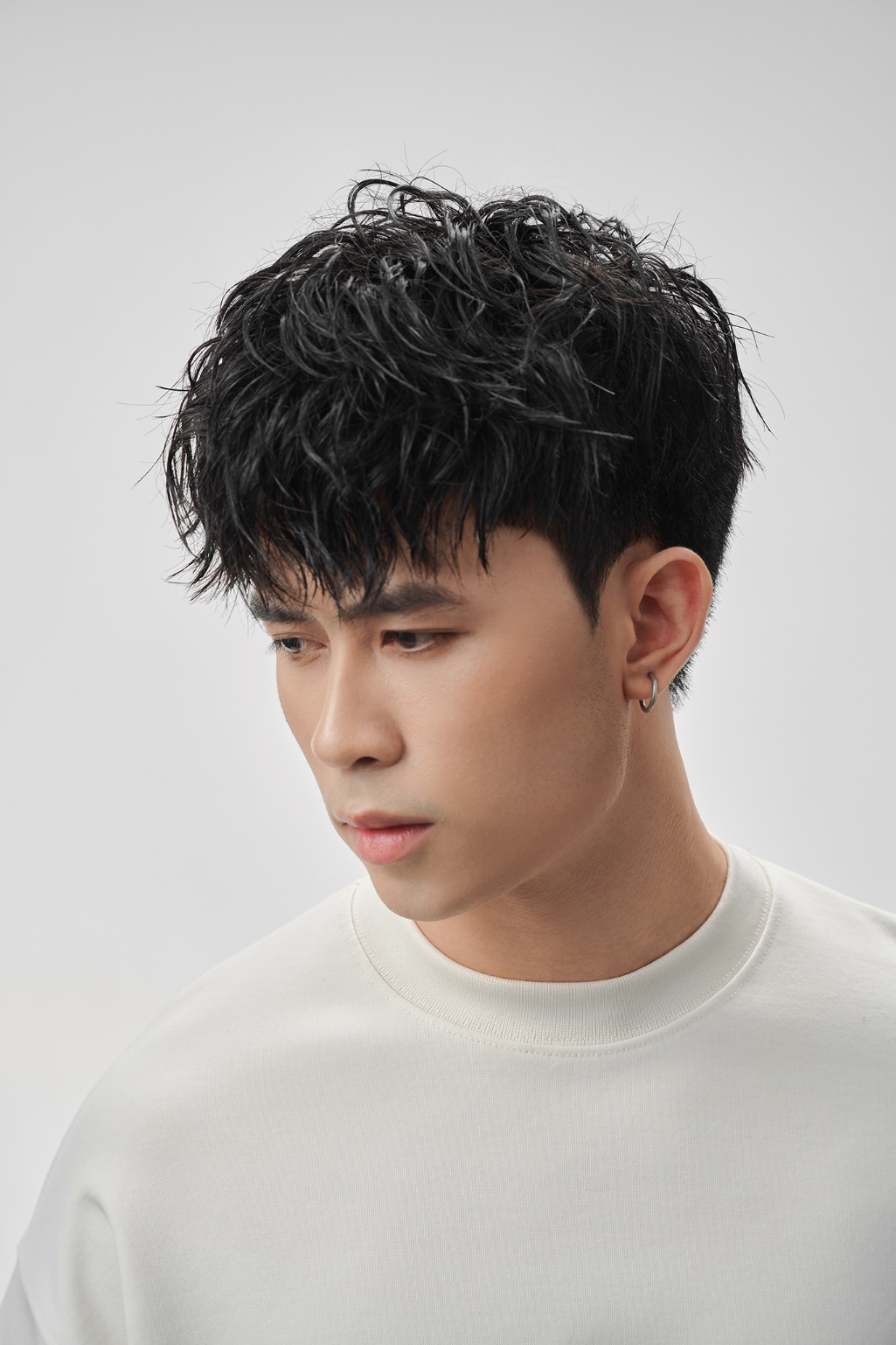 Kiểu tóc nam uốn ruffled layer perm