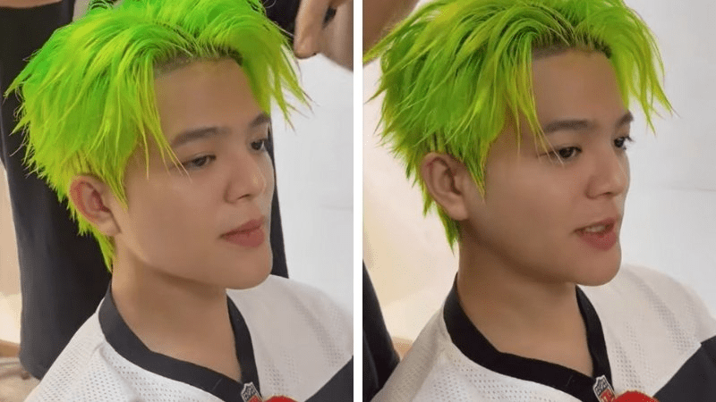 Tóc two block nhuộm xanh dạ quang